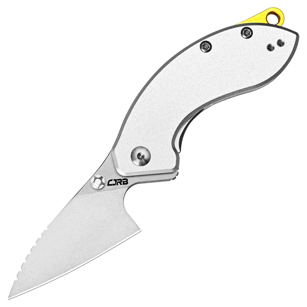 CJRB Spud Thumb Stud & Liner Lock Neck Knife Gray Aluminum Handle(2.34'' AR-RPM9 Steel Stone Wash Blade) J1971-GY