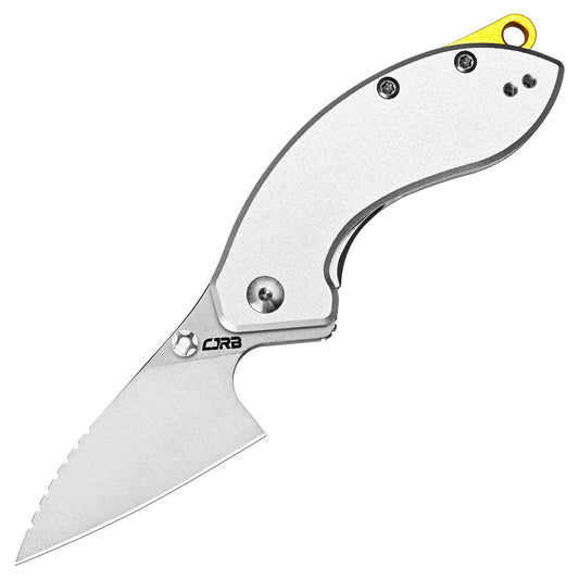 CJRB Spud Thumb Stud & Liner Lock Neck Knife Gray Aluminum Handle(2.34'' AR-RPM9 Steel Stone Wash Blade) J1971-GY