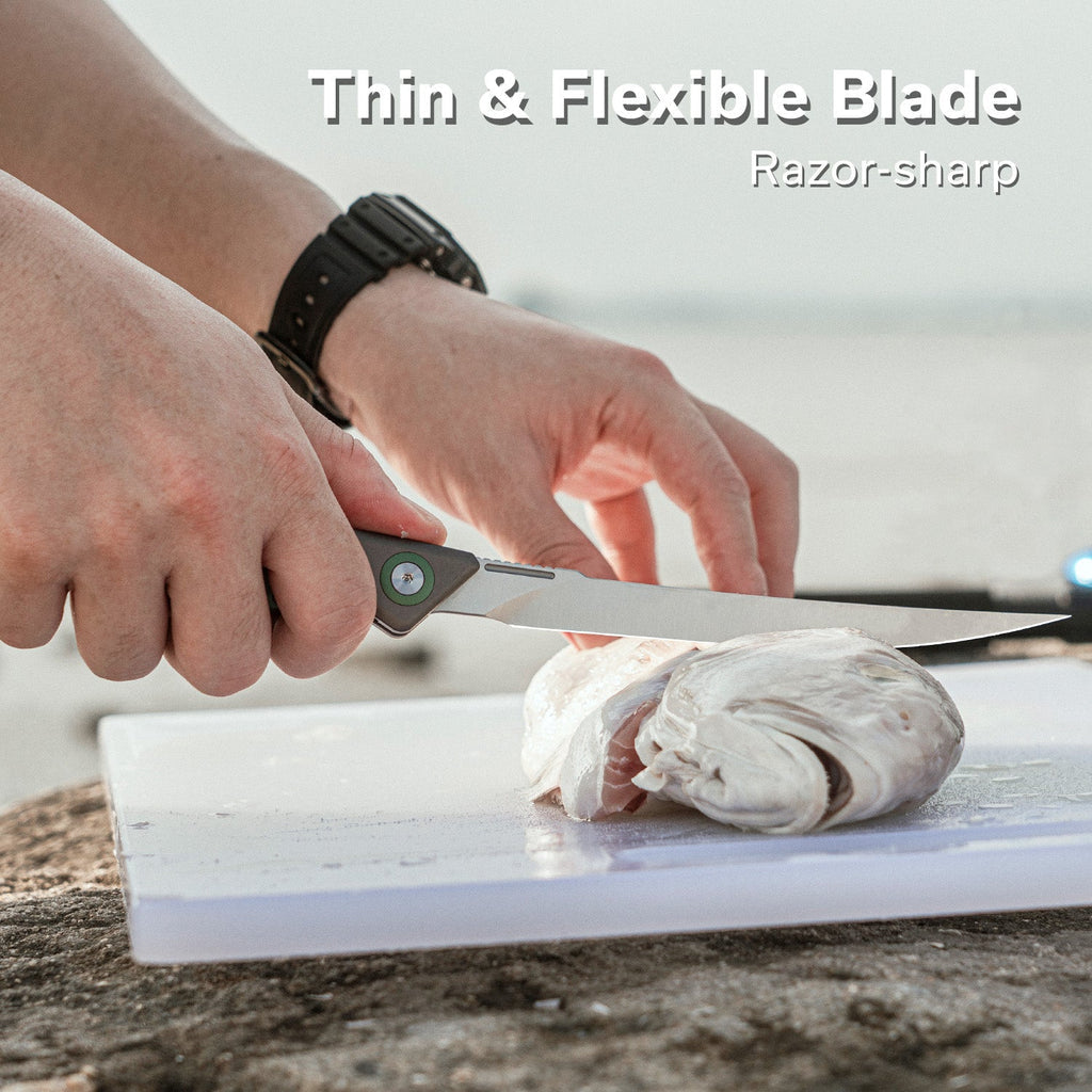 CIVIVI Shawka Folding Fillet Knife Aluminum Handle (5.81" 14C28N Blade) C22029B-3, With 1PC Black Nylon Sheath