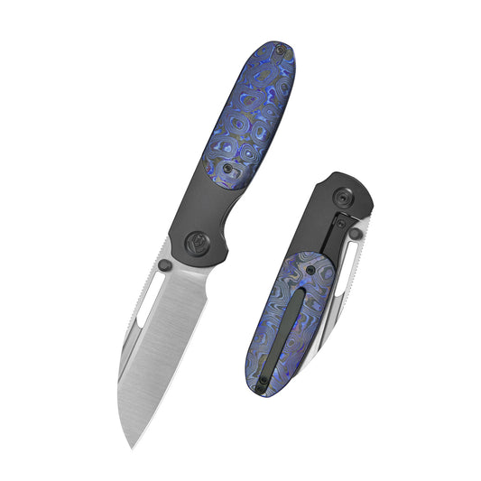 KB Icicle Pocket Folding Knife Frame Lock DLC Titanium with Zircuti Inlays 3.50" Belt Satin Elmax Blade KB432C