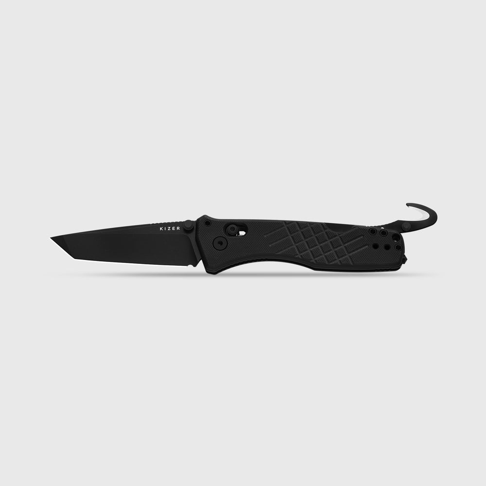 KIZER CUTLERY Aegis T | AEB-L | Black G10 | Rescue Hook & Glass Breaker