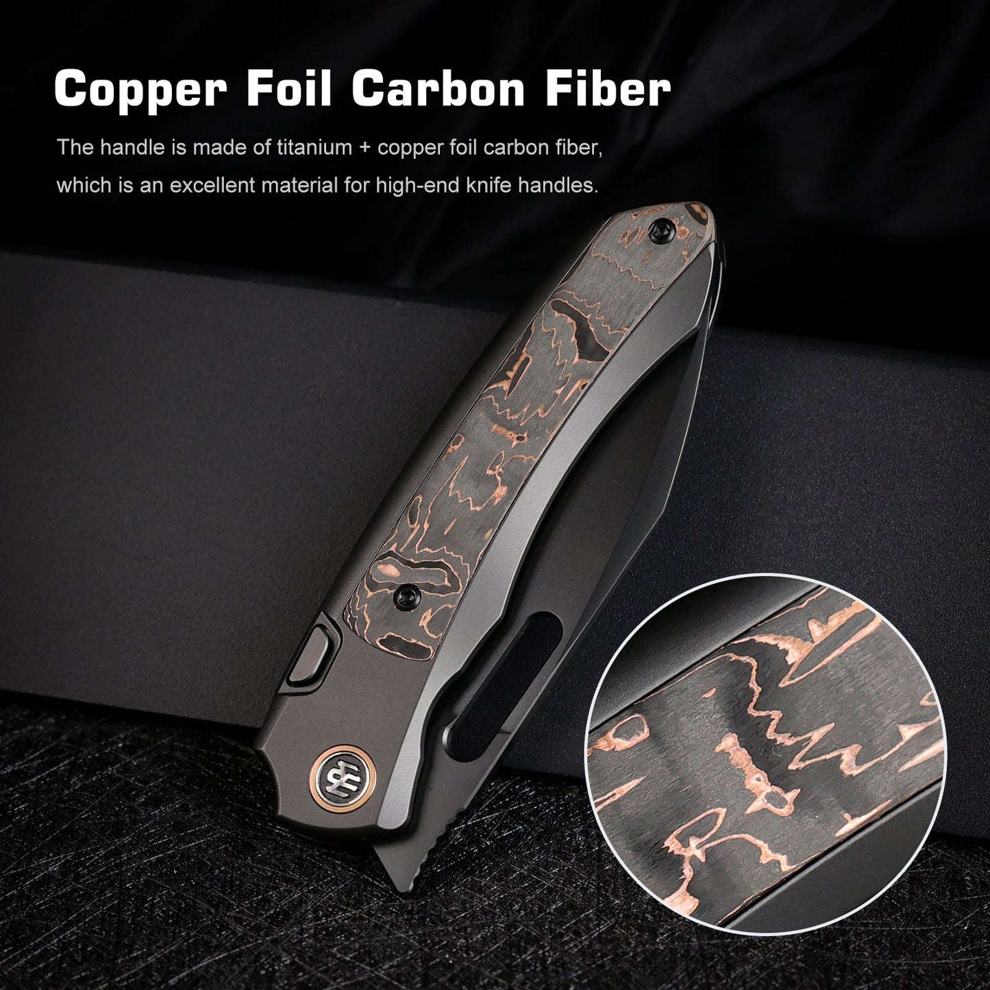 REMETTE RT-Orca Knife Button+Frame Lock M390 Blade Titanium Handle Outdoor Camping Knives ORCATB