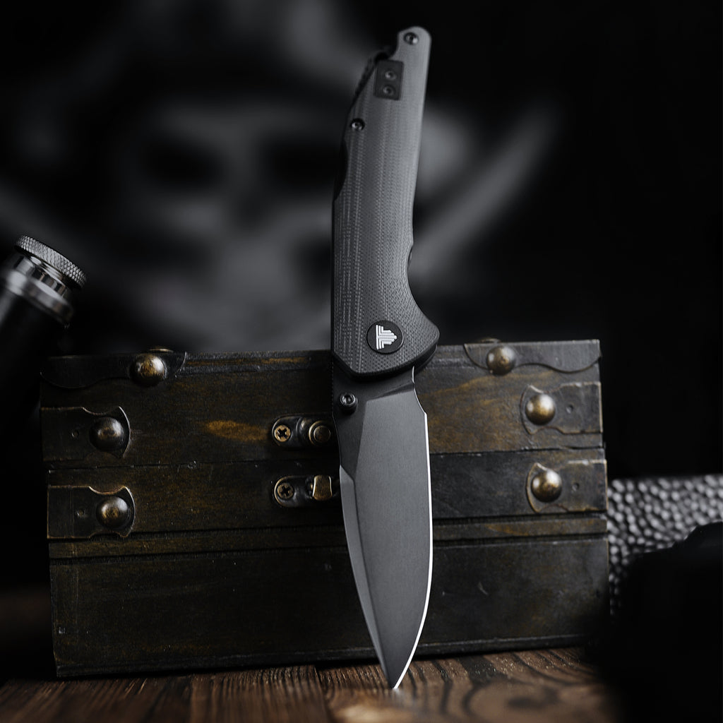 TRIVISA Arae-03B Back Lock EDC Folding Knfe,3.3" 14C28N Steel blade,G10 Handle