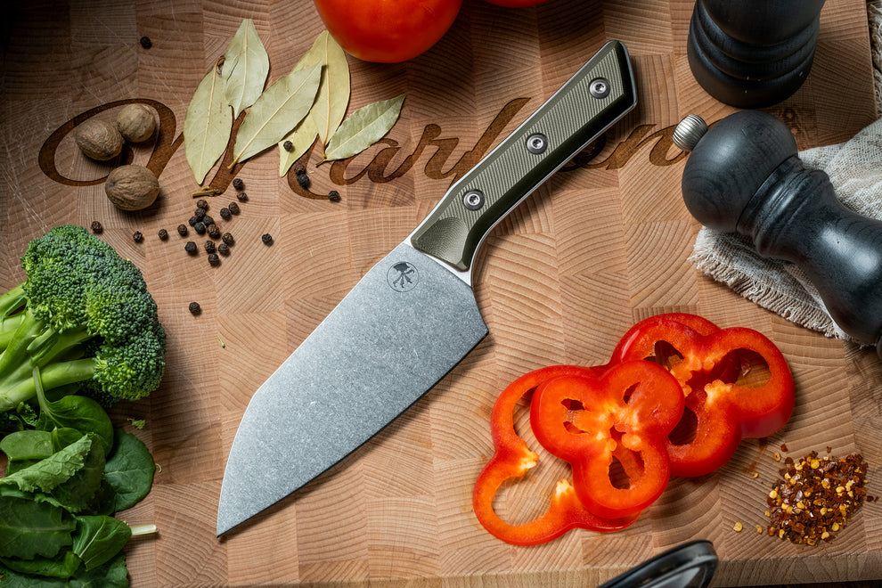 Microtech Gear Santoku 6" Knife Stonewash Standard OD Green G-10 (3200-10OD)