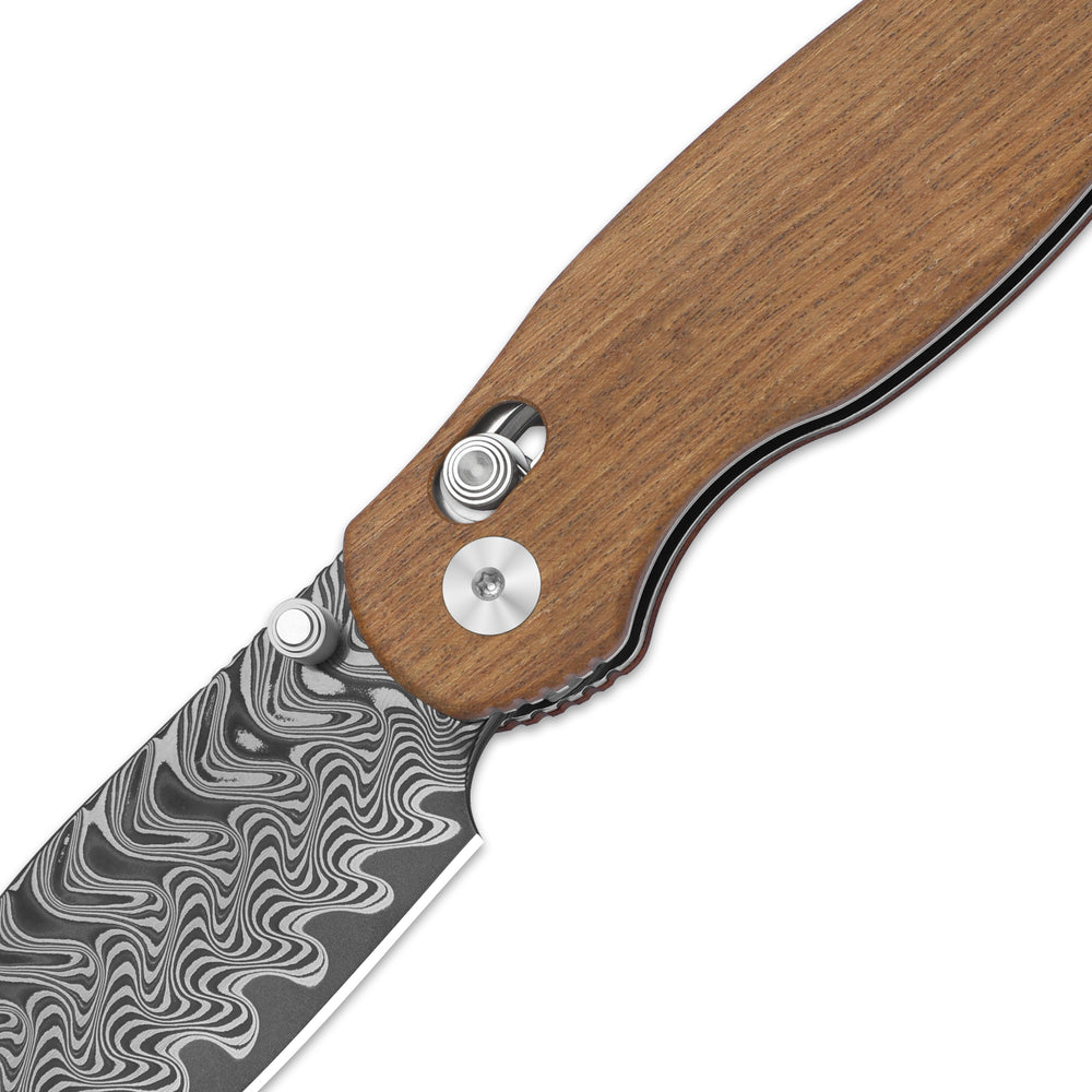 KIZER CUTLERY Phoca CD | Damascus | Mkuruti Wood | Clutch Lock
