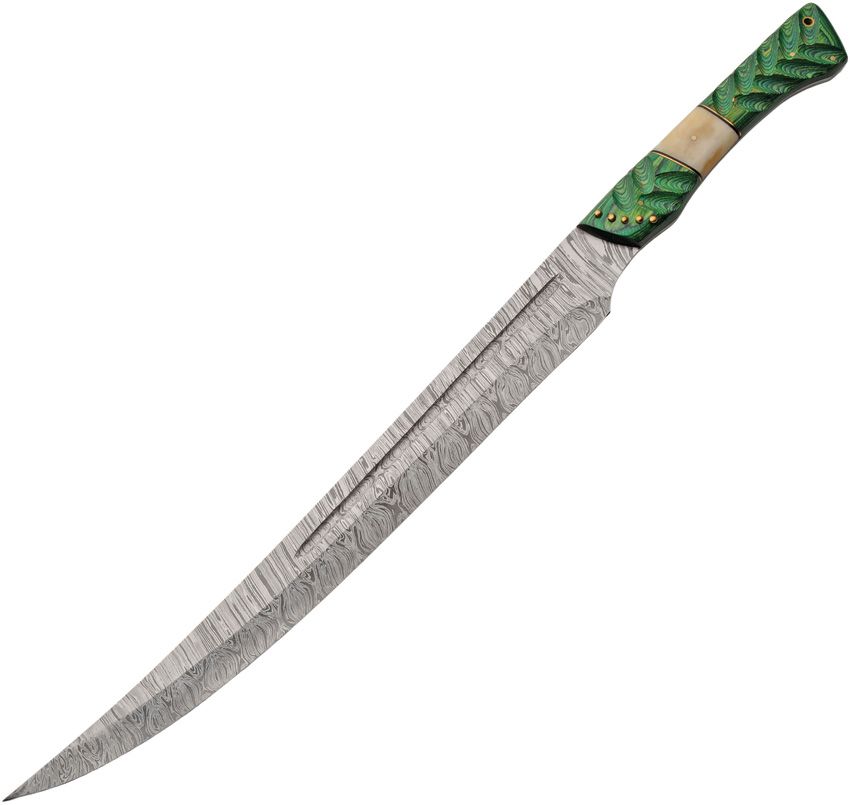 Damascus Emerald Tide Short Sword