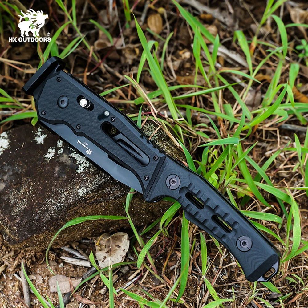 HX OUTDOORS FALCILUX Folding Hatchet | 9.25" Overall Length | DC53 Blade | Black G10 Handle