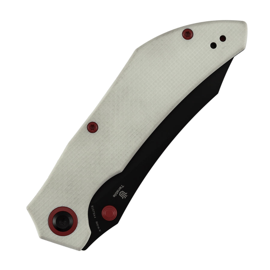 Tenable Tipper Folding Knife | 3.39'' Blackwash Nitro V Blade | White G10 Handle | Edgy Bladeworks Design | B1079A4