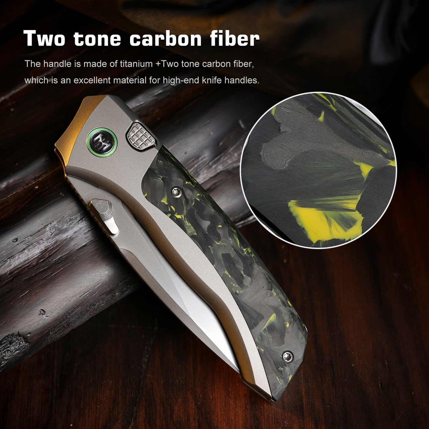 REMETTE RT-Steed Innovative Button Frame Lock M390 Blade Titanium Carbon Fiber Handle Folding Pocket Knife RTWS-TY