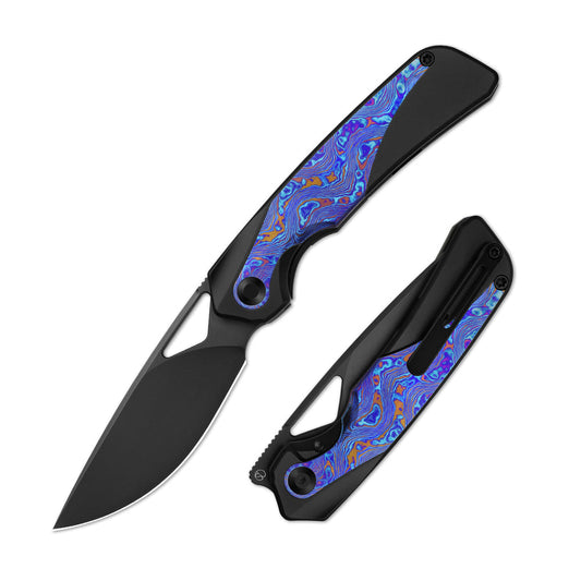 KIZER CUTLERY Topsail | S45VN | Titanium & Timascus | Matte DLC Ultra | Front Flipper | Ki3735A2