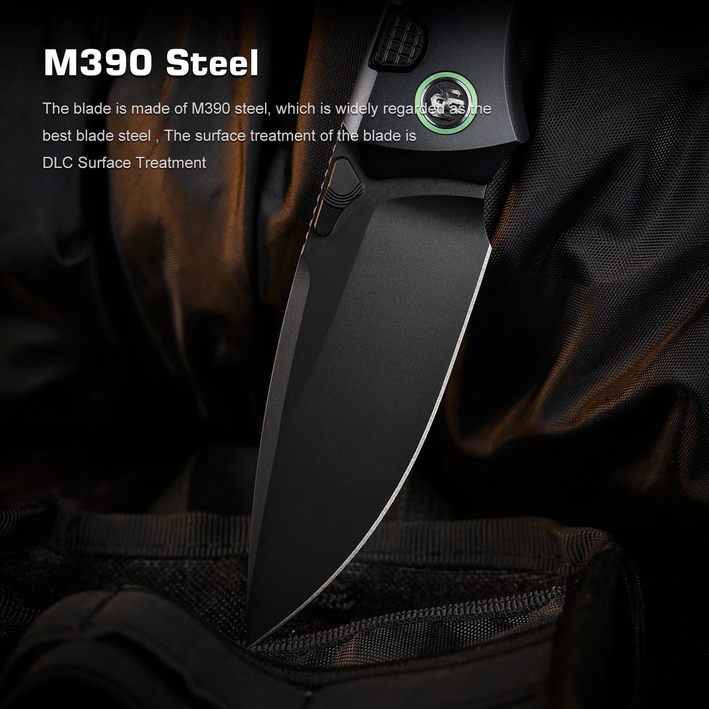 REMETTE RT-Steed Innovative Button Frame Lock M390 Blade Titanium Carbon Fiber Handle Folding Pocket Knife RTWS-BH