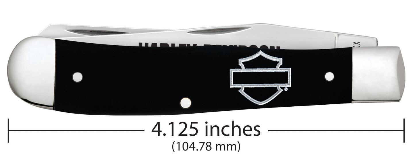 CASE CUTLERY Harley-Davidson® Embellished Smooth Black Synthetic Trapper