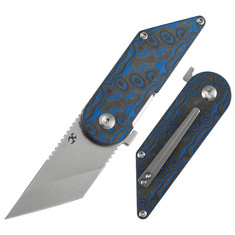 KANSEPT | Dash Liner Lock | Blue & Yellow Vortex Micarta | 2.26" 154CM Blade | Pinkerton Knives | T2045A3
