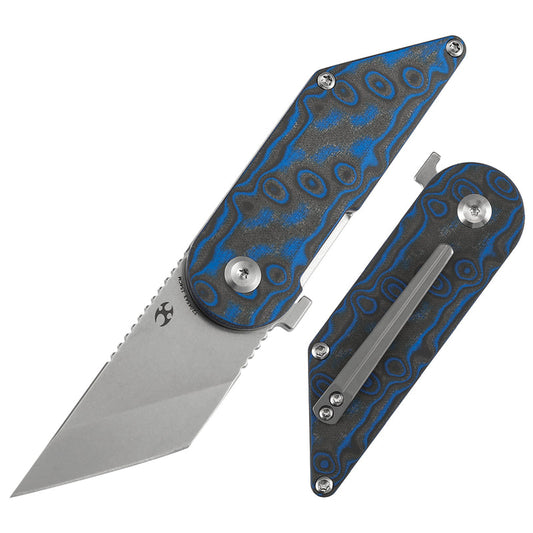 KANSEPT | Dash Liner Lock | Blue & Yellow Vortex Micarta | 2.26" 154CM Blade | Pinkerton Knives | T2045A3