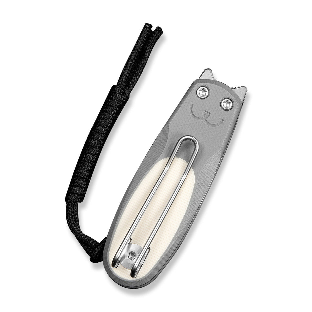 CIVIVI Purr Flipper & Slip Joint Knife Gray & Ivory G10 Handle (1.83" Satin Finished Nitro-V Blade) C25054-1, With 1PC Black Lanyard