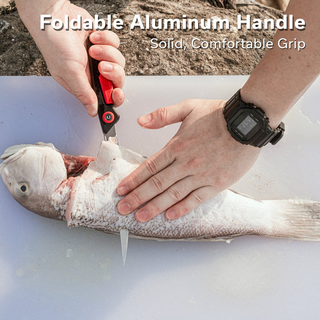 CIVIVI Shawka Folding Fillet Knife Aluminum Handle (5.81" 14C28N Blade) C22029B-1, With 1PC Black Nylon Sheath