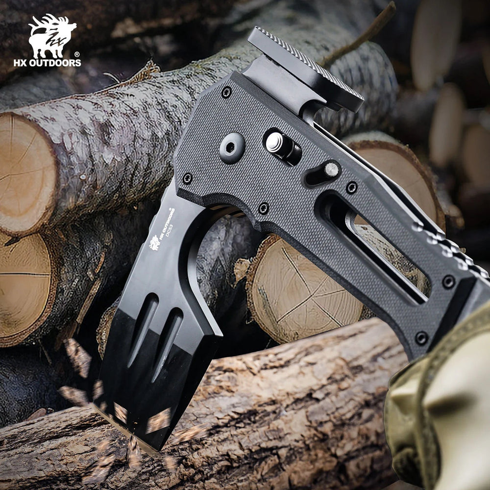HX OUTDOORS FALCILUX Folding Hatchet | 9.25" Overall Length | DC53 Blade | Black G10 Handle