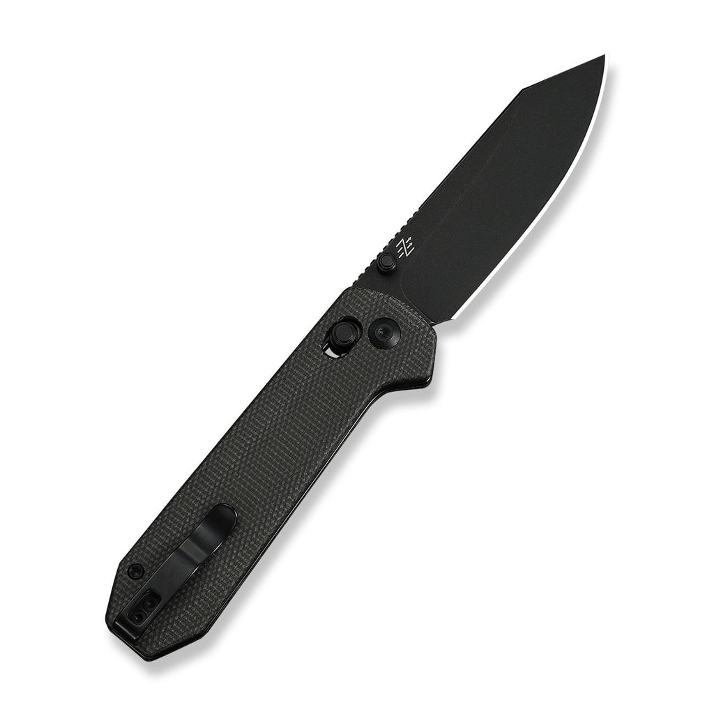 CIVIVI Over Yonder Thumb Stud & Crossbar Lock Knife Dark Green Canvas Micarta Handle (3.35" Black Stonewashed 14C28N Blade) C25027-1