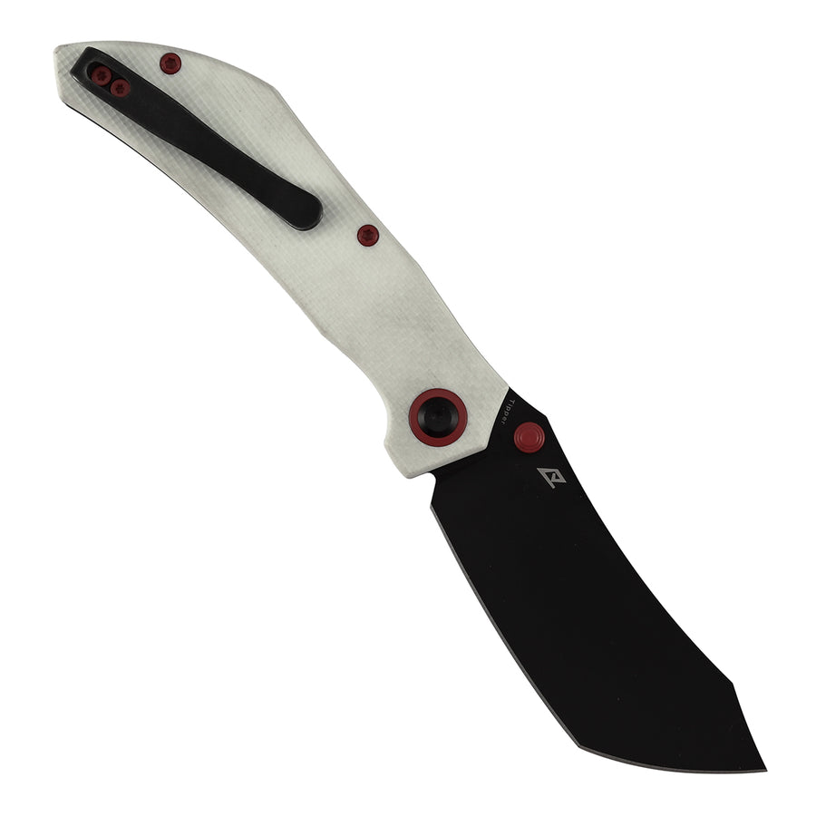 Tenable Tipper Folding Knife | 3.39'' Blackwash Nitro V Blade | White G10 Handle | Edgy Bladeworks Design | B1079A4