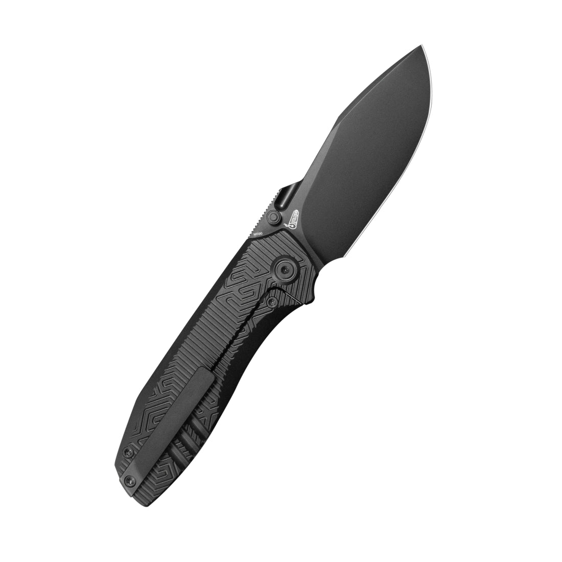 KB Agera Frame Lock Pocket Folding Knife Regular DLC Titanium w/ Maze Pattern Milling Handle 3.03'' Regular DLC M390 Blade KB437C