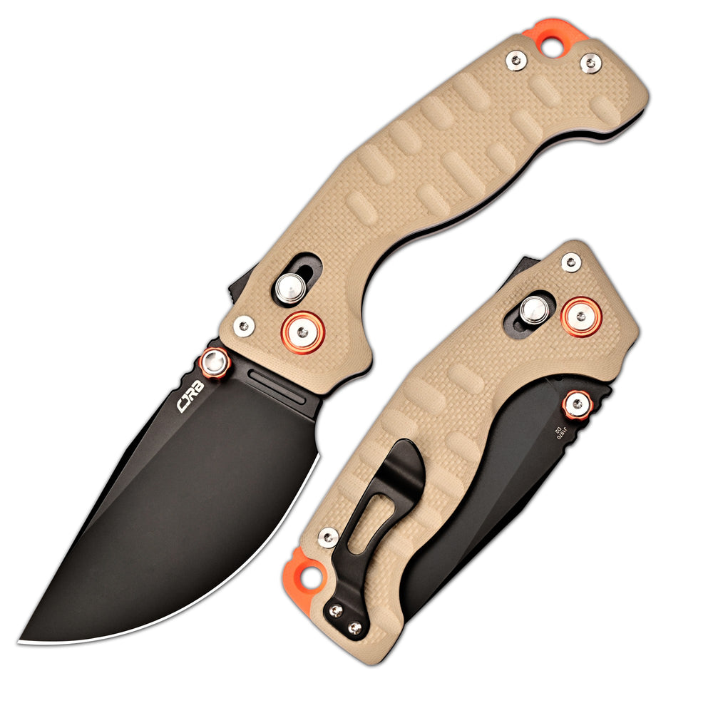 CJRB Doubletap Thumb Stud & Recoil Lock V2 Tatical Knife Desert G10 Handle(3.86'' D2 Black PVD Coating Blade) J1970-BDE