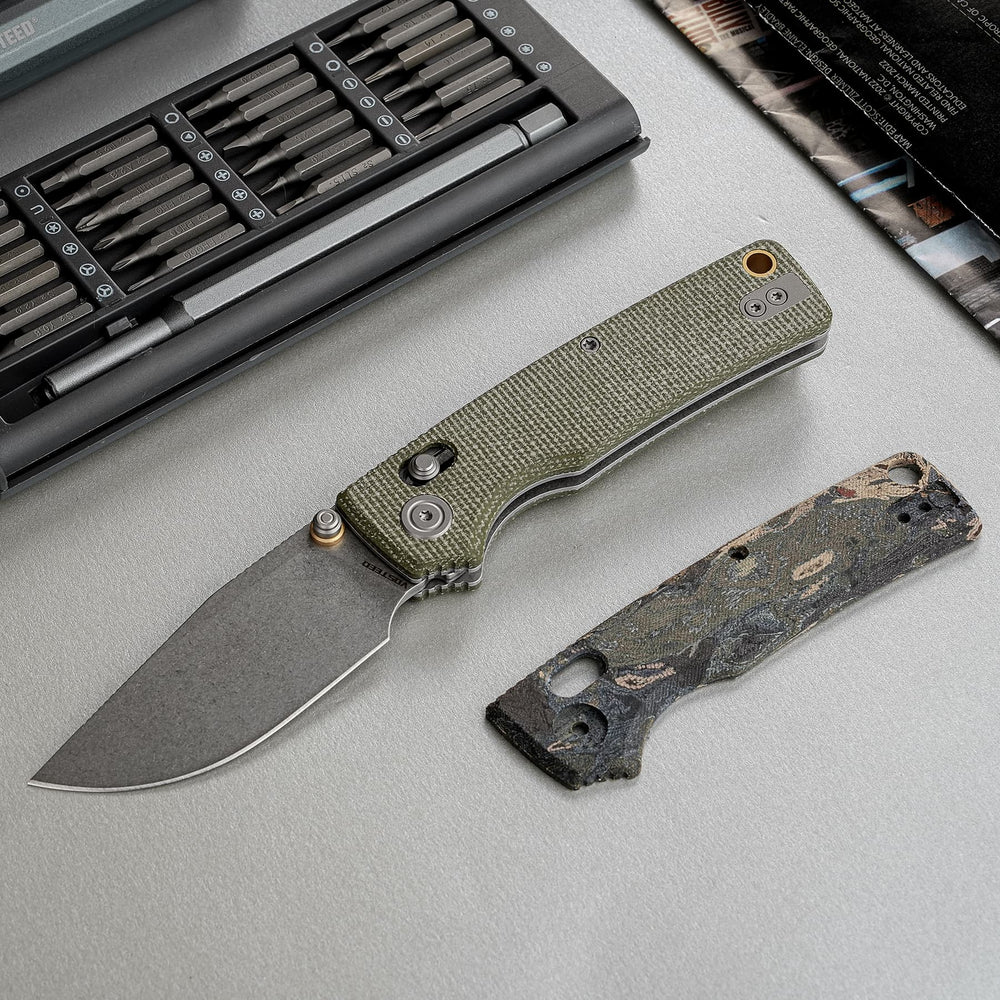 VOSTEED Porcupine ModSwap™ - Crossbar Lock Knife (3.08" 154CM Blade & Micarta Handle) - A3104