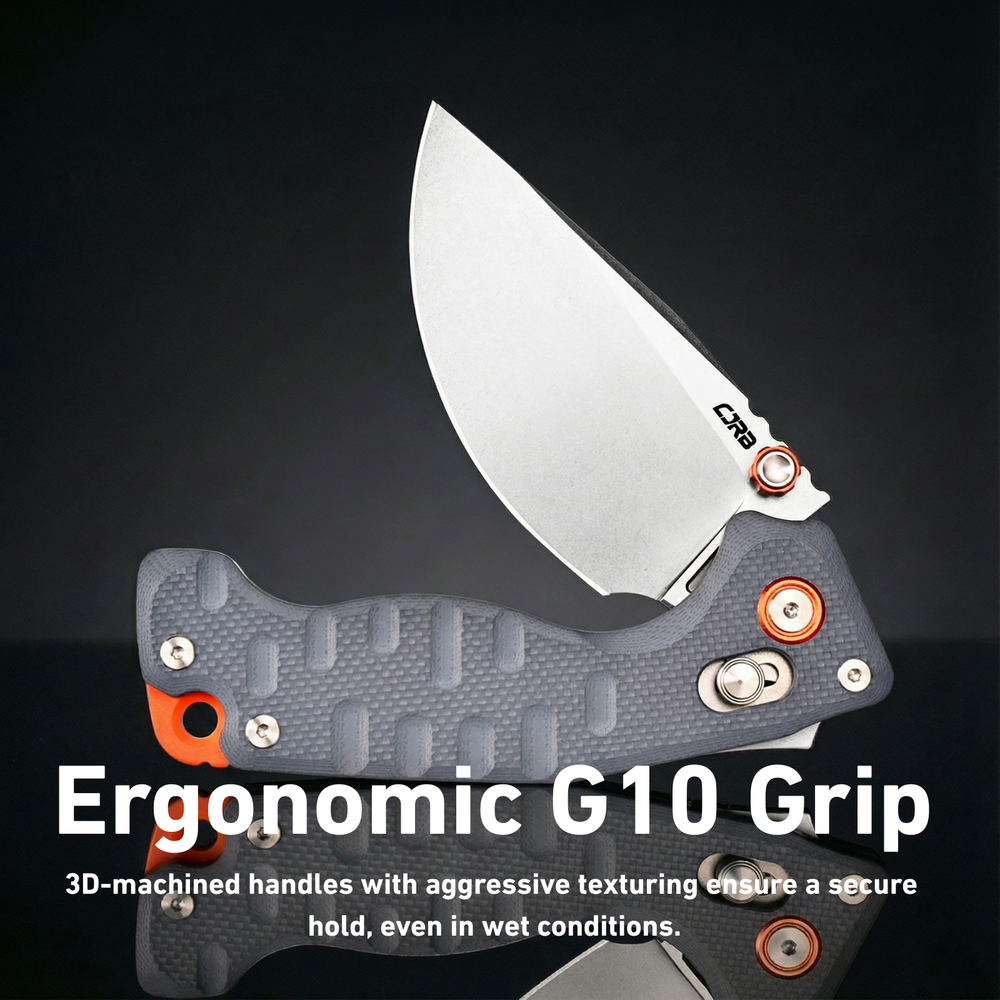 CJRB Doubletap Thumb Stud & Recoil Lock V2 Tatical Knife Blue G10 Handle(3.86'' D2 Stone Wash Blade) J1970-BU