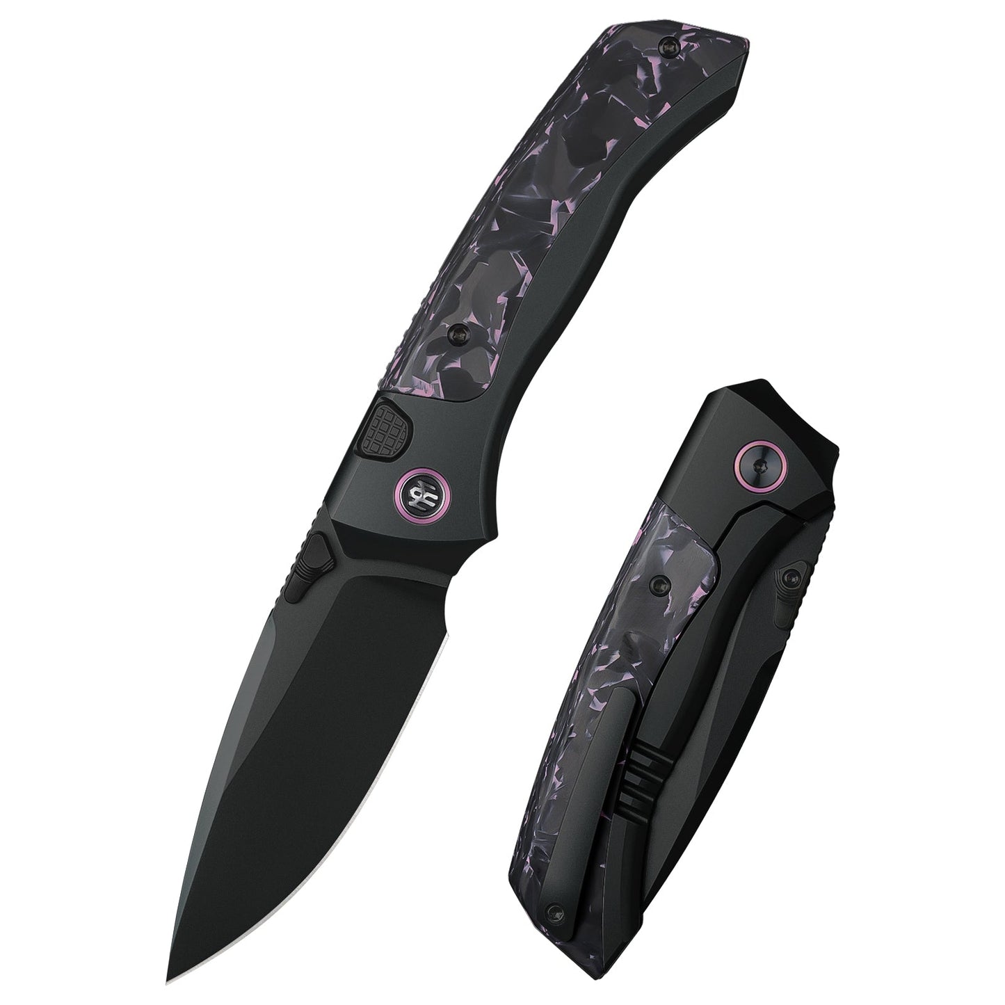 REMETTE RT-Steed Folding Pocket Knife Innovative Button Frame Lock Structure Design M390 DLC Blade Titanium + Carbon Fiber Handle Knives RTWS-BY