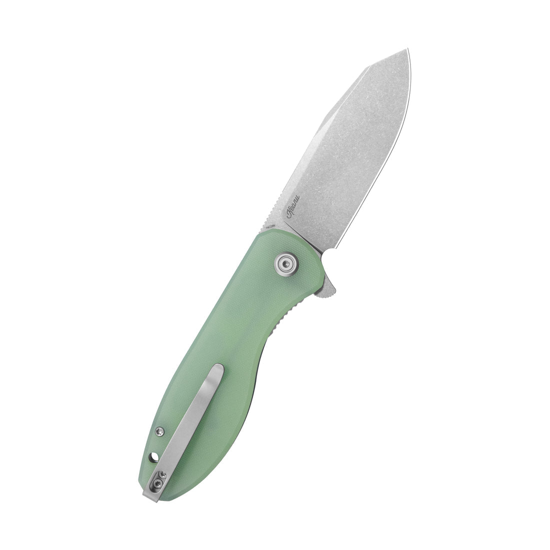 KUBEY Master Chief Outdoor Folding Pocket Knife Jade G10 Handle 3.43" Beadblast 14C28N KU358L