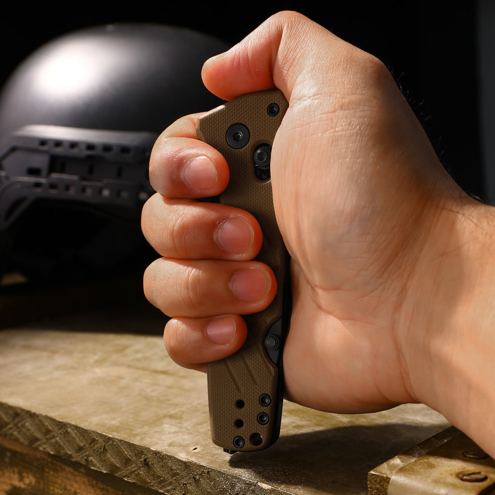 KIZER CUTLERY Aegis T | Serrated AEB-L Blade | G10 | Rescue Hook & Glass Breaker