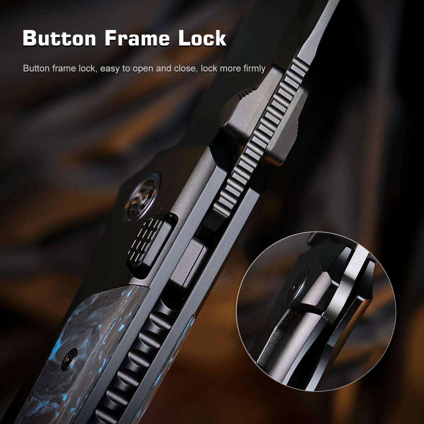 REMETTE RT-Steed Innovative Button Frame Lock Structure Design M390 DLC Blade Titanium Carbon Fiber Handle Knife RTWS-BL