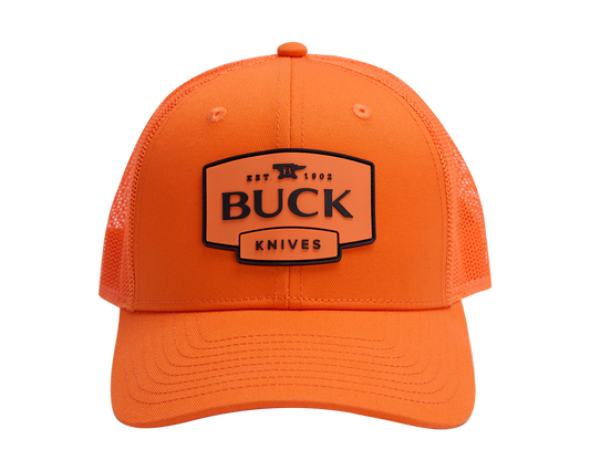 BUCK Blaze Orange Logo PVC Patch Hat