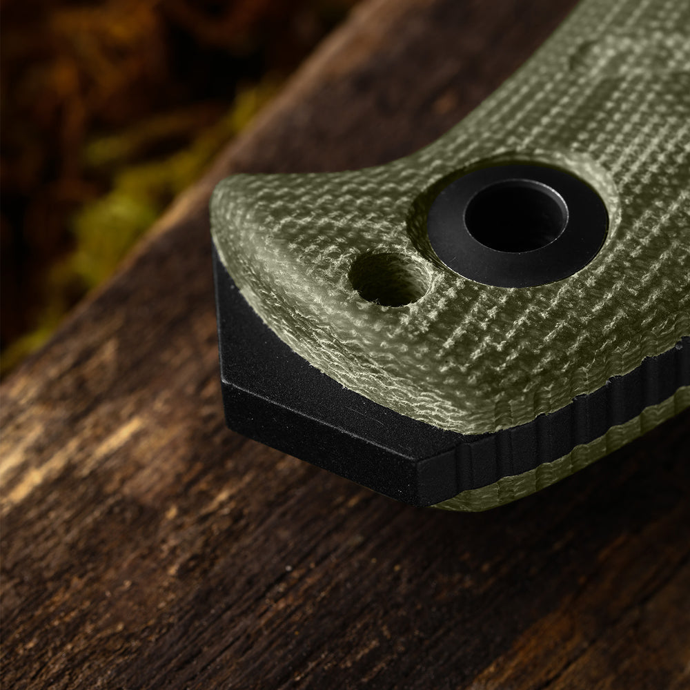 KIZER CUTLERY Sheepdog® Survival | Hammer Pommel · Bow Drill Divot | Green Micarta