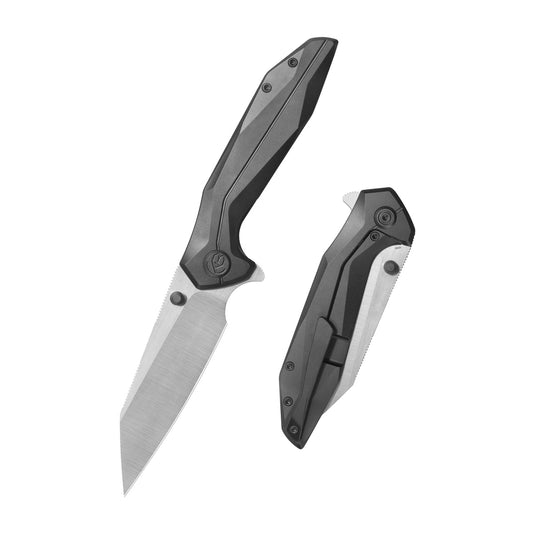KB Nova Reverse Tanto Frame Locking Folding Knife DLC Titanium Handle 3.66" Belt Satin M390 Blade KB495E
