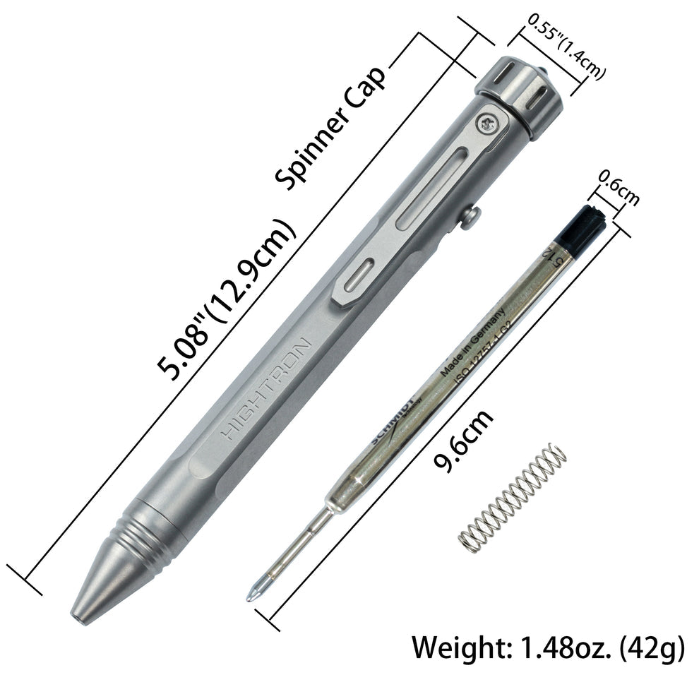 Hightron Vortron Titanium Pen, Sandblasted Gray Finish, Premium EDC Writing Tool