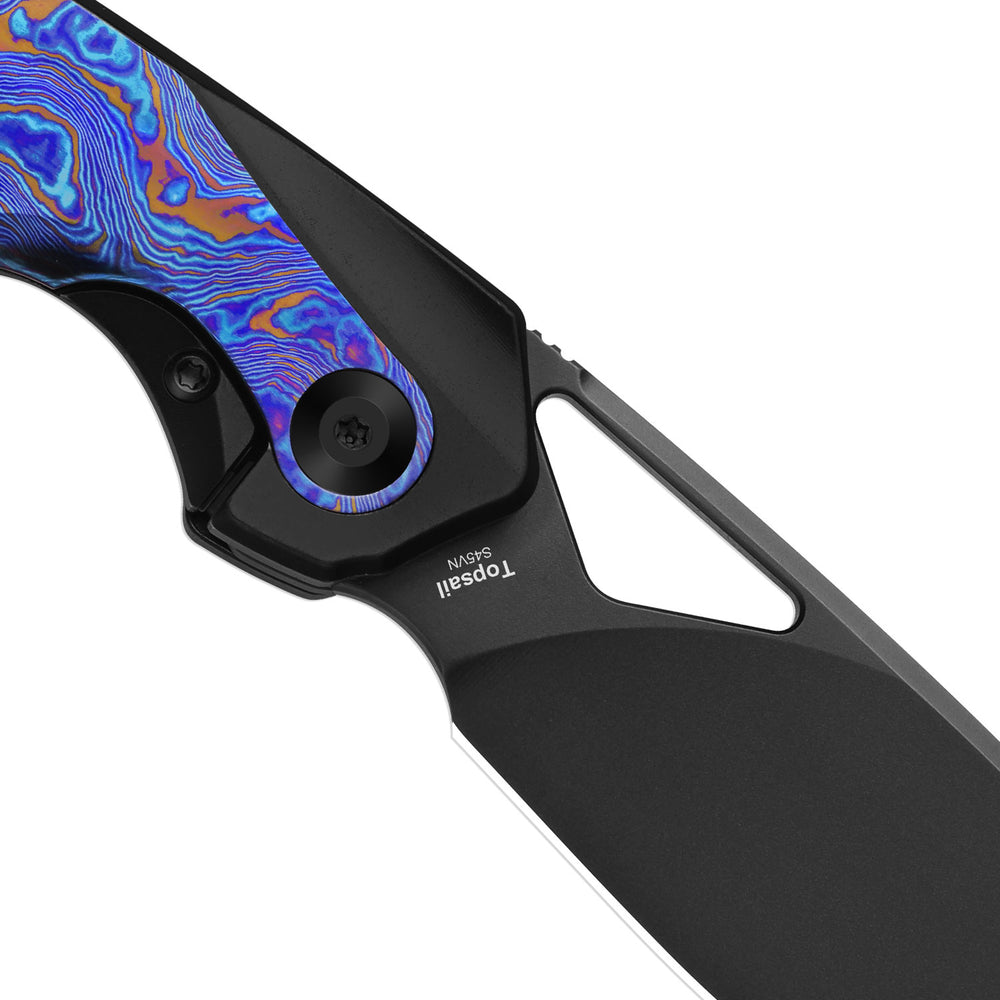 KIZER CUTLERY Topsail | S45VN | Titanium & Timascus | Matte DLC Ultra | Front Flipper | Ki3735A2