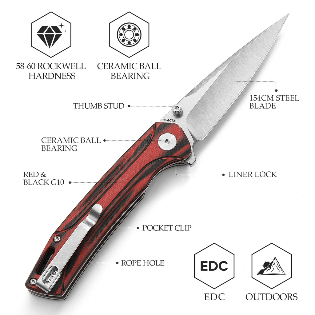 TRIVISA Volans-03RB Thumb Stud,3.26" 154CM Steel,Layers G10 Handle