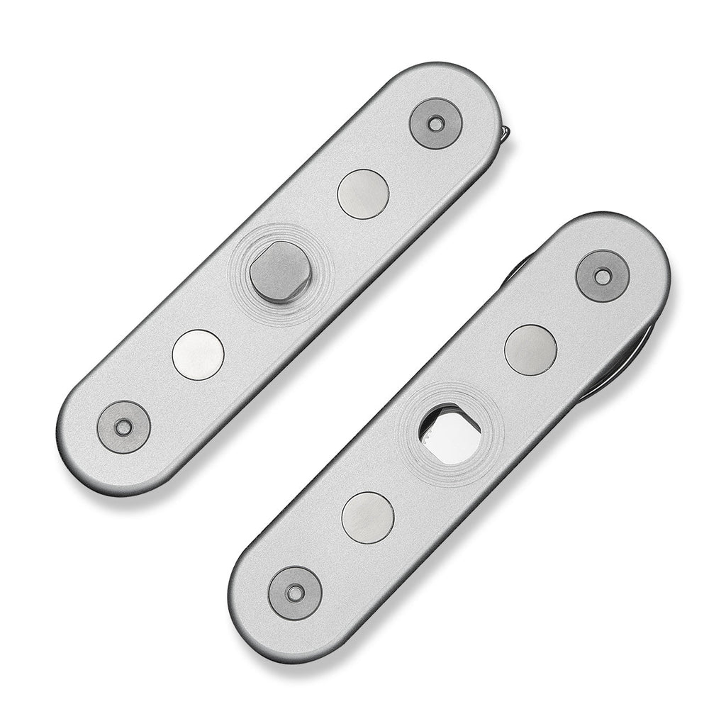 CIVIVI Partake 4-In-1 Multi-Tool Silver Aluminum Handle Stainless Steel Knife, Fork, Spoon & Can Opener C24032C-3, With A Waxed Canvas Pouch