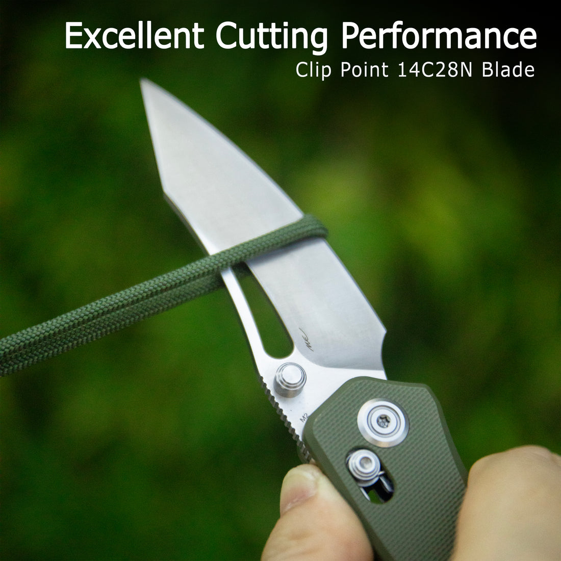 Kubey Caiman Crossbar Everyday Carry Folding Knife G10 Khaki Handle 3.1" Satin San Mai M2 KU421D