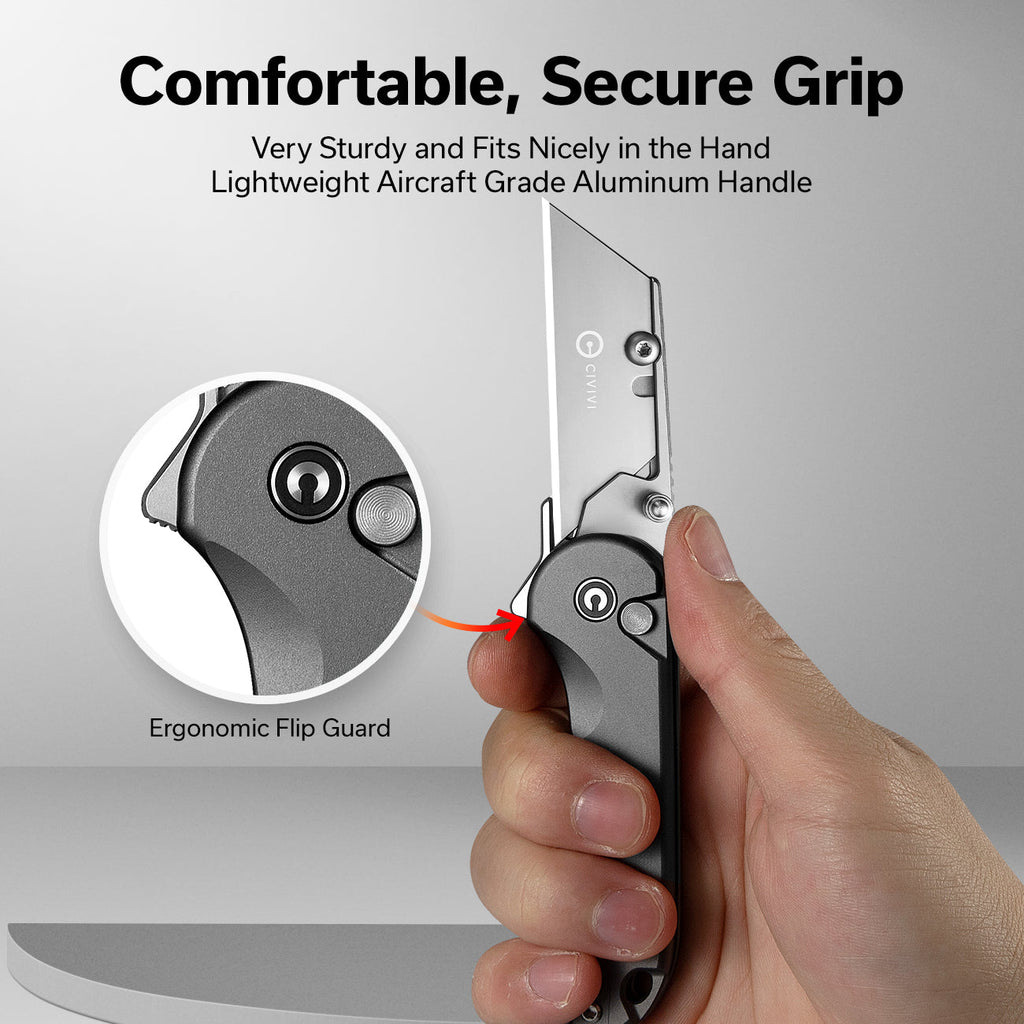 CIVIVI Elementum Utility Thumb Stud & Button Lock Knife Aluminum Handle (2.26" S/S Blade Holder & 6Cr13 Blade) C23039B-4