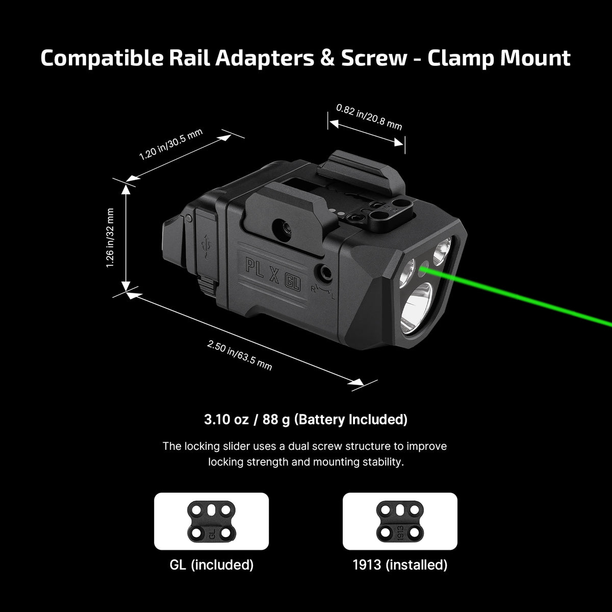 OLIGHT PL X GL 3-in-1 Rail-Mounted Light: Floodlight, Spotlight & Green Beam