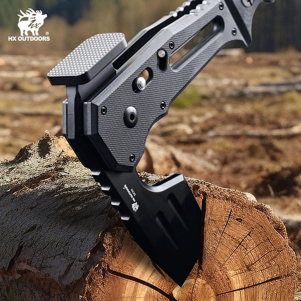 HX OUTDOORS FALCILUX Folding Hatchet | 9.25" Overall Length | DC53 Blade | Black G10 Handle