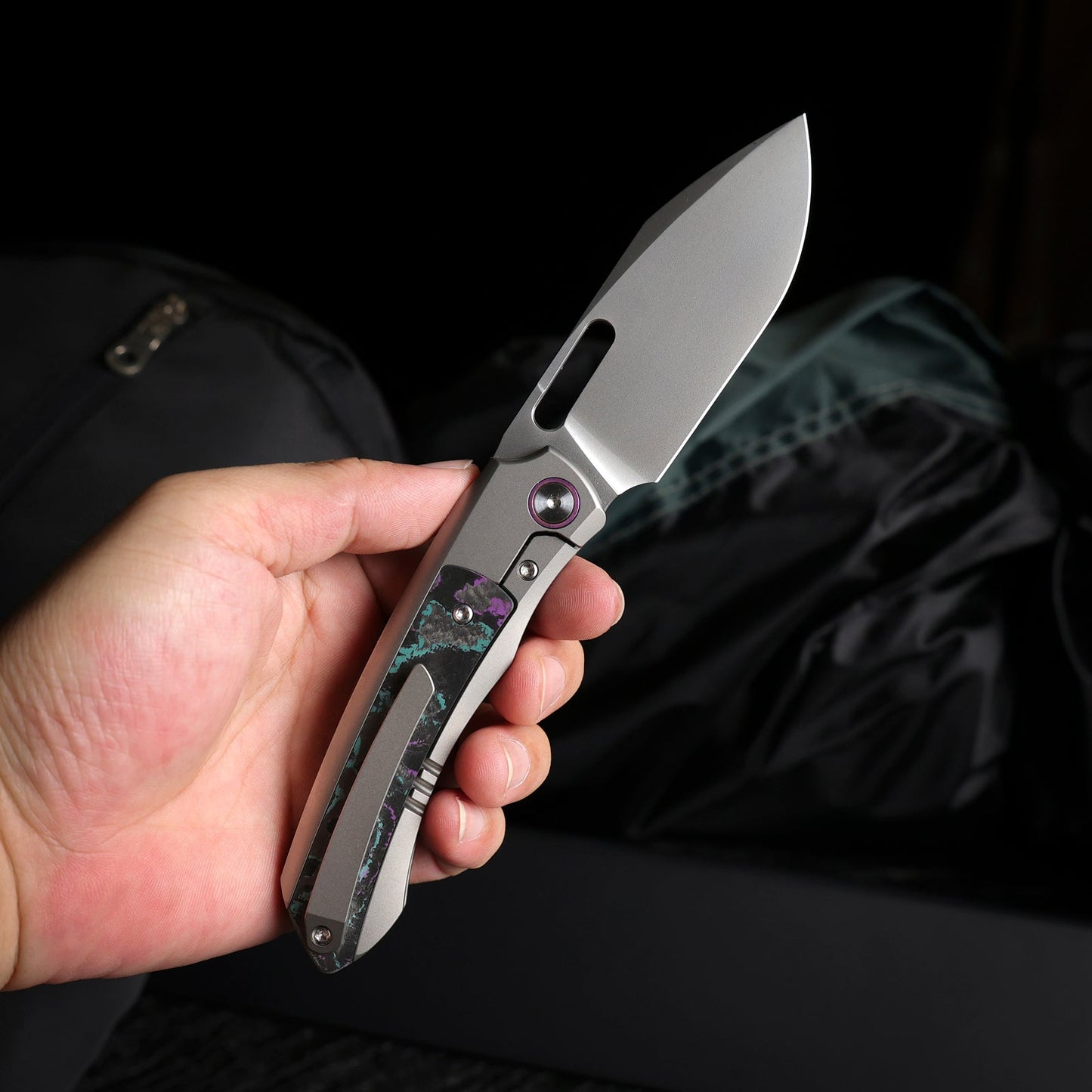 REMETTE RT-Orca Knife Button+Frame Lock M390 Blade Titanium Handle Outdoor Camping Knives ORCAJY