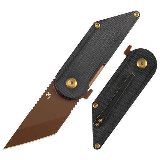 KANSEPT | Dash Liner Lock | Black Micarta | 2.26" Rose Gold Coated 154CM Blade | Pinkerton Knives | T2045A2
