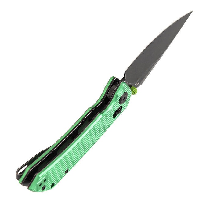 TENABLE KNIVES Fenrir Cross Bar Lock Folding Knife| 3.48'' Blackwash Nitro-V Blade | Green Anodized Aluminum with Diamond Patter Handle | Sparrow Knife Design| T1034V16