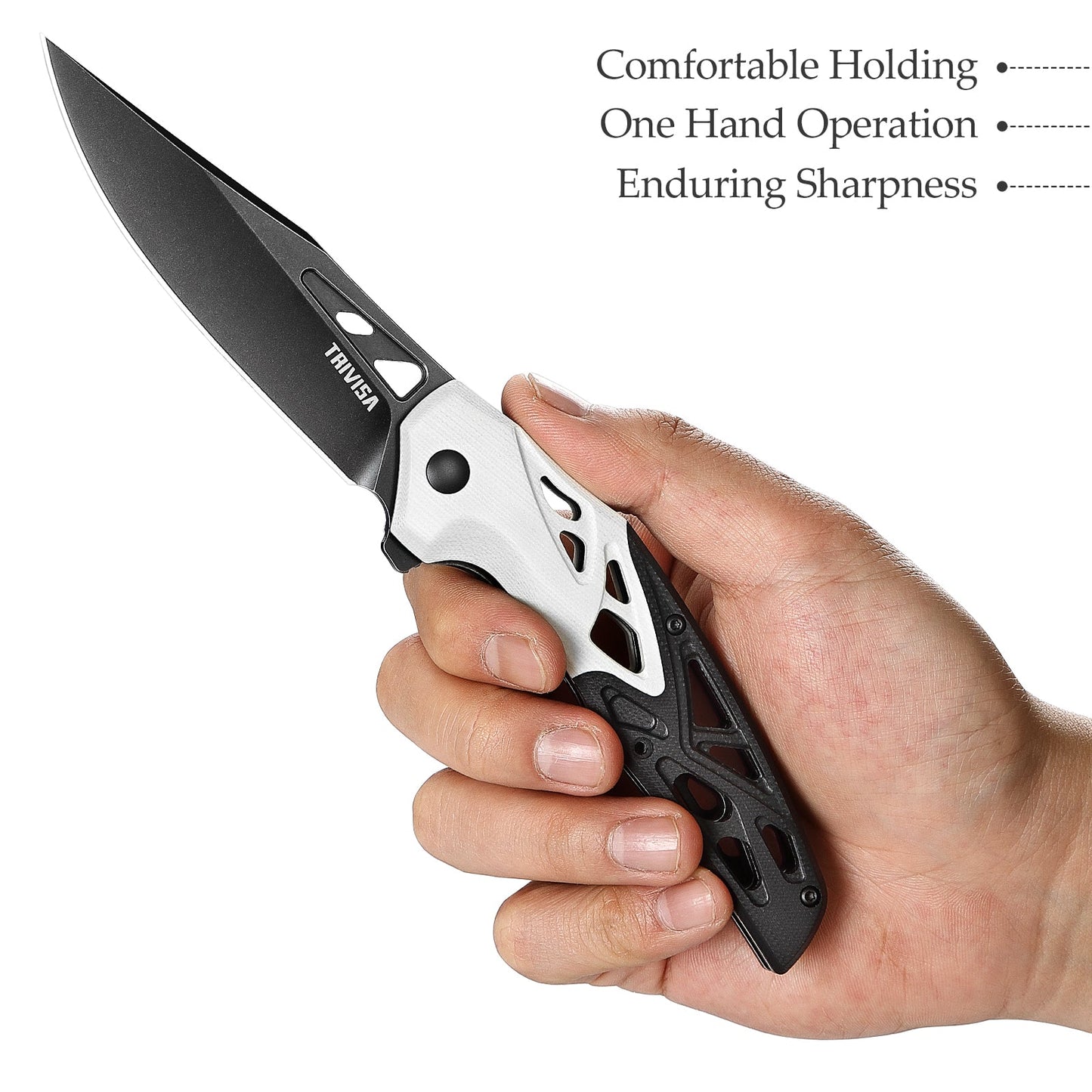 TRIVISA Leo-03BW Liner Lock,3.74" K110 Steel,G10 Handle
