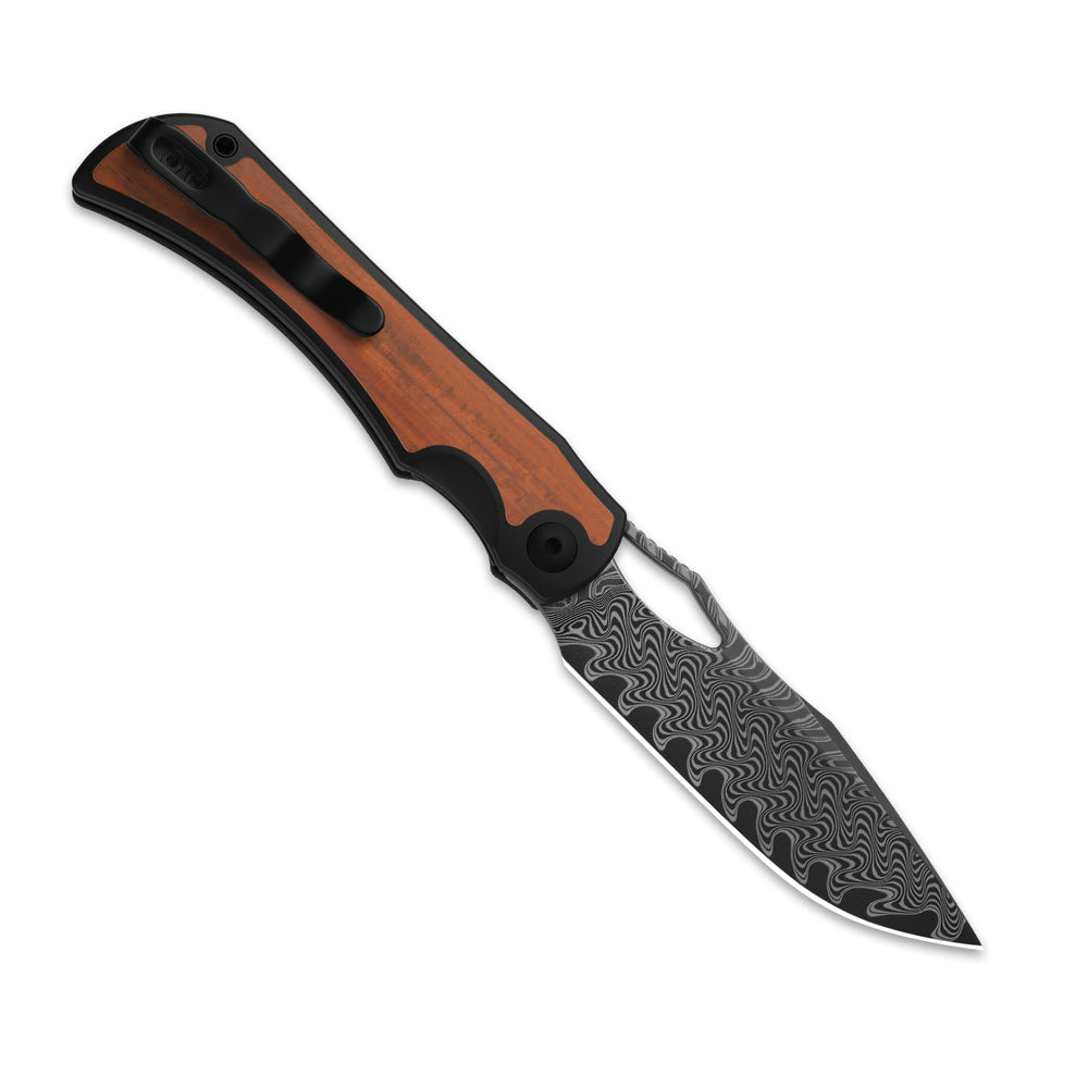 KIZER CUTLERY Allure | Acid Washed Damascus | Titanium & Panama Rosewood