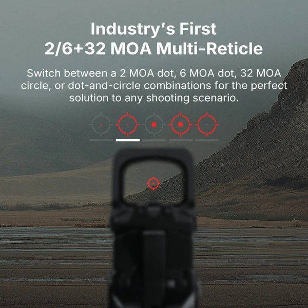 OLIGHT Osight XR Enclosed Red Dot Sight with Ruggedized Miniature Reflex Footprint and 2/6+32 MOA Multi-Reticle System