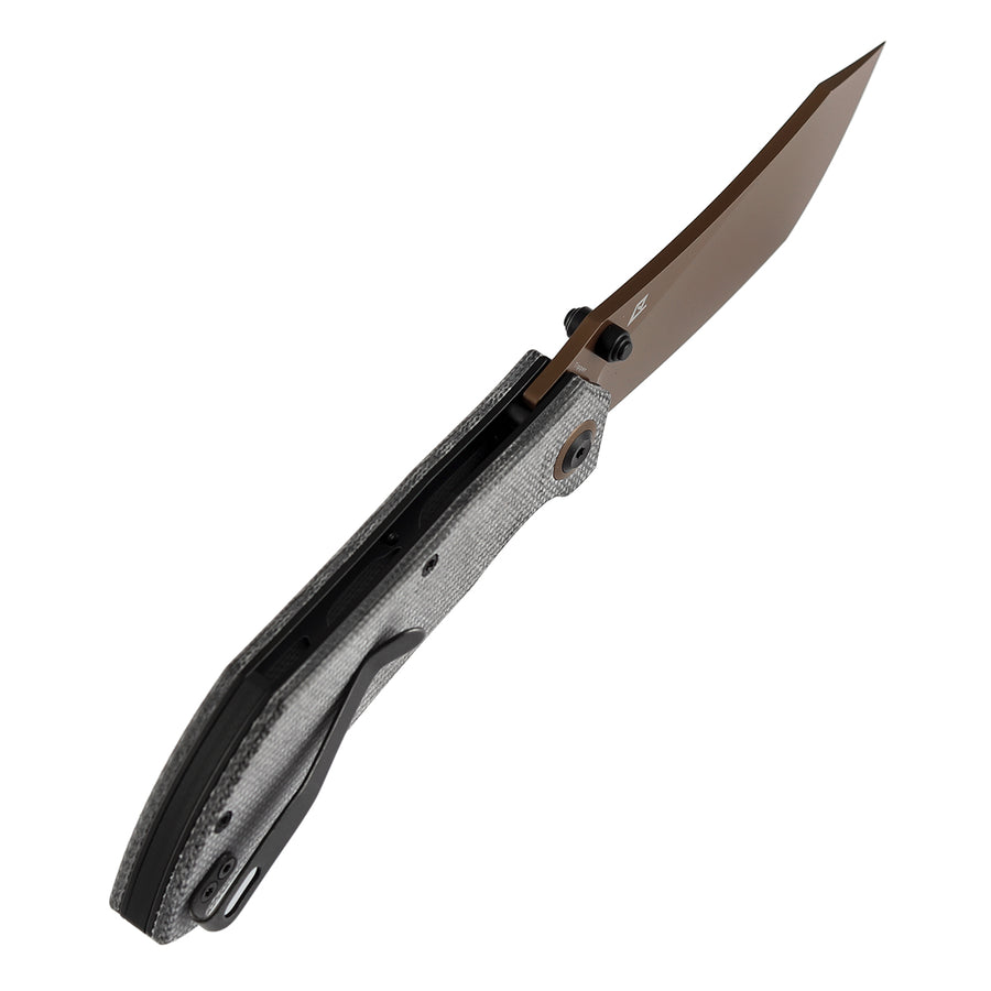 Tenable Tipper Folding Knife | 3.39'' Rose Gold Nitro V Blade | Black Micarta Handle | Edgy Bladeworks Design | B1079A1