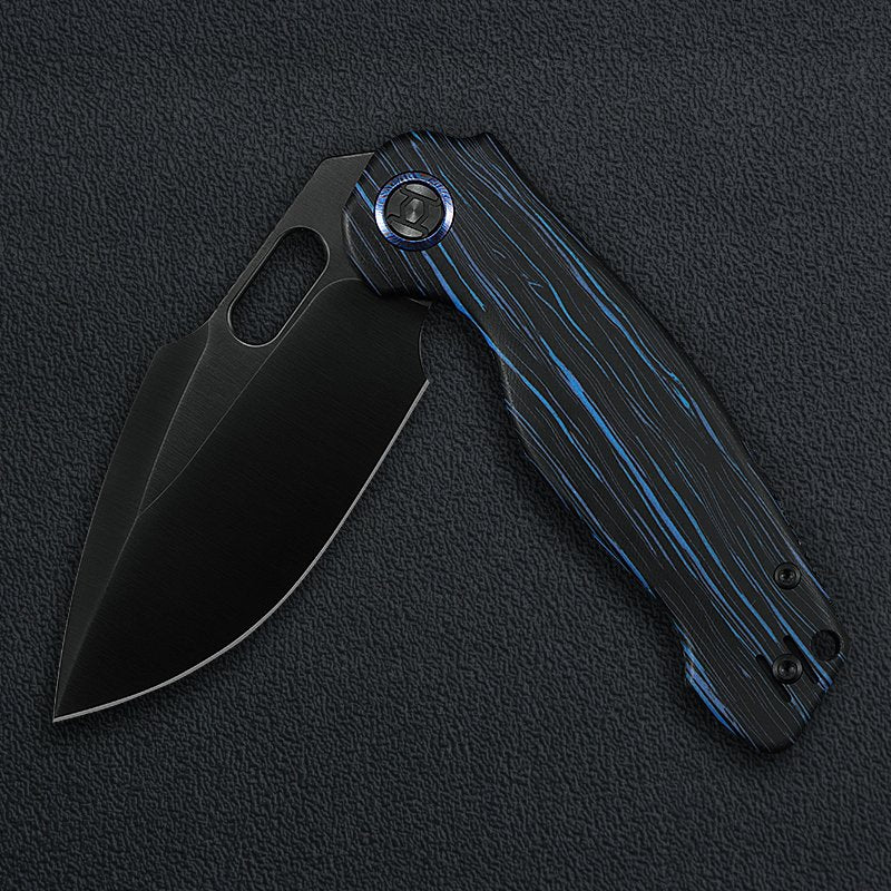 KUNWU KNIVES Gringo Verta Lock Blue G-mas with DLC Blade